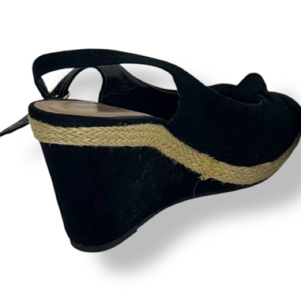 Seychelles Wilshire Black Slingback Peep Toe Espadrille Wedge Sandals Size 8M